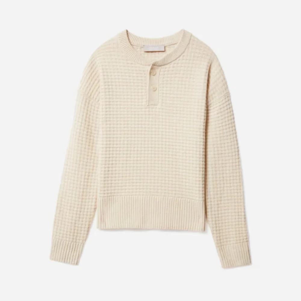 Everlane Belgian Waffle Recashmere Henley in Canvas XXS NWOT - Picture 6 of 14